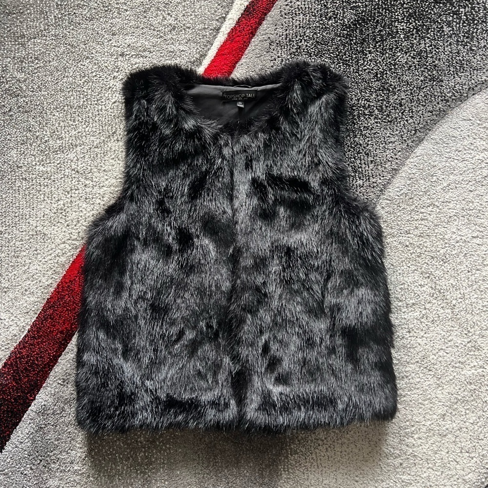 Topshop Black Faux Fur Vest